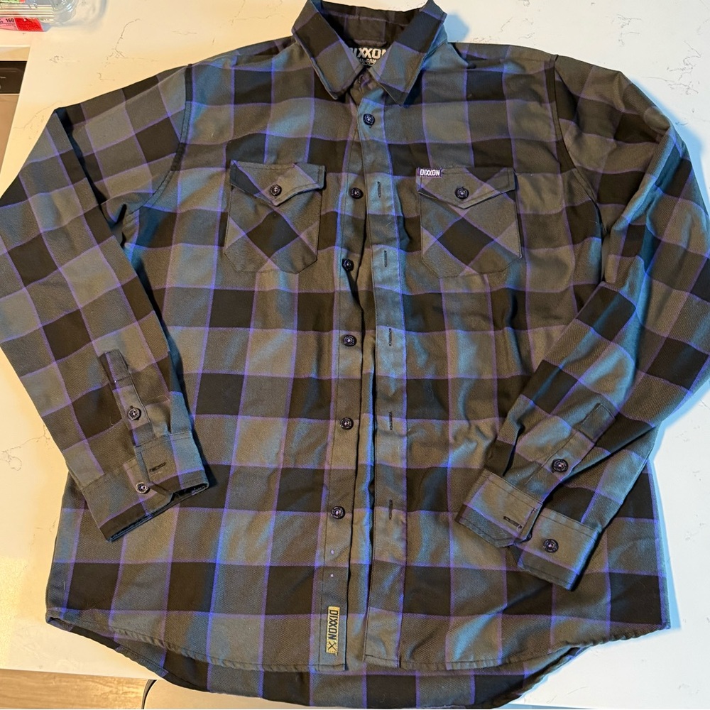 DIXXON Black and Purple Plaid Shirt